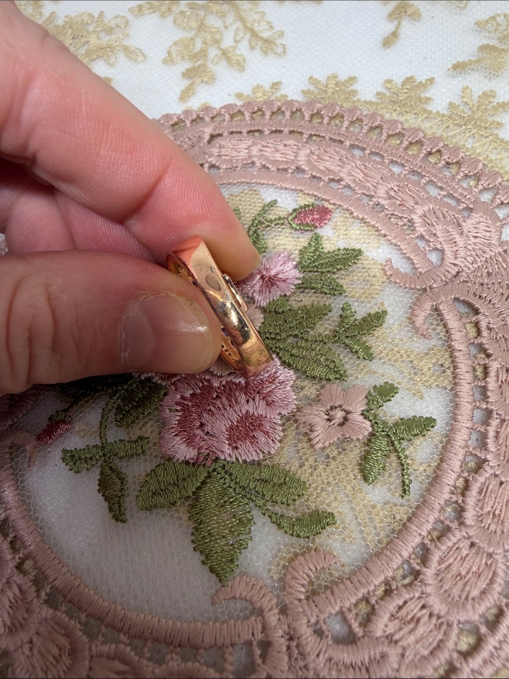 Custom Estate Amethyst Ring 18K Gold Over Sterling Silver | White Topaz Accents - Picture 9 of 10